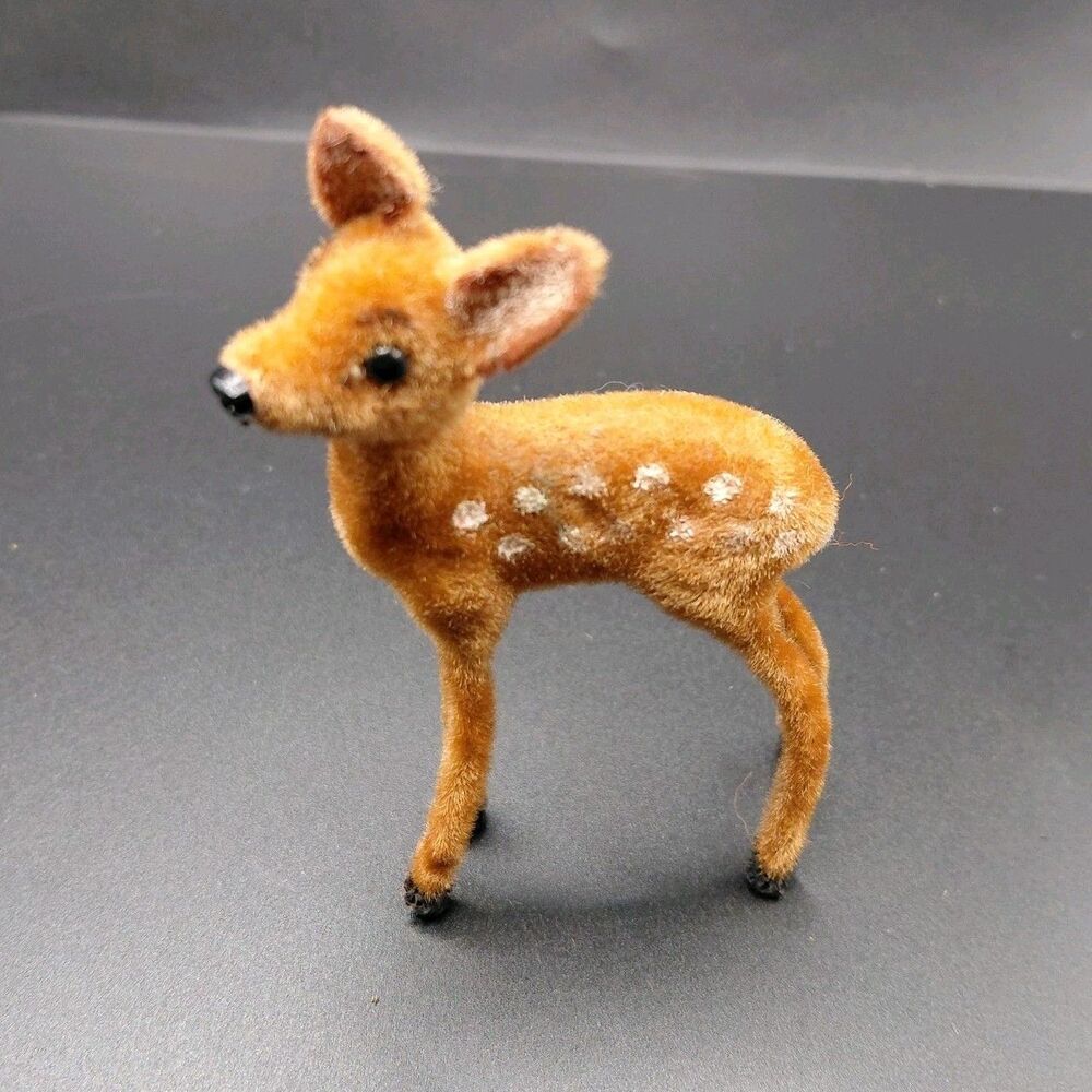 Vintage Wagner Kunstlerschutz West Germany Flocked Baby Deer Fawn Figurine